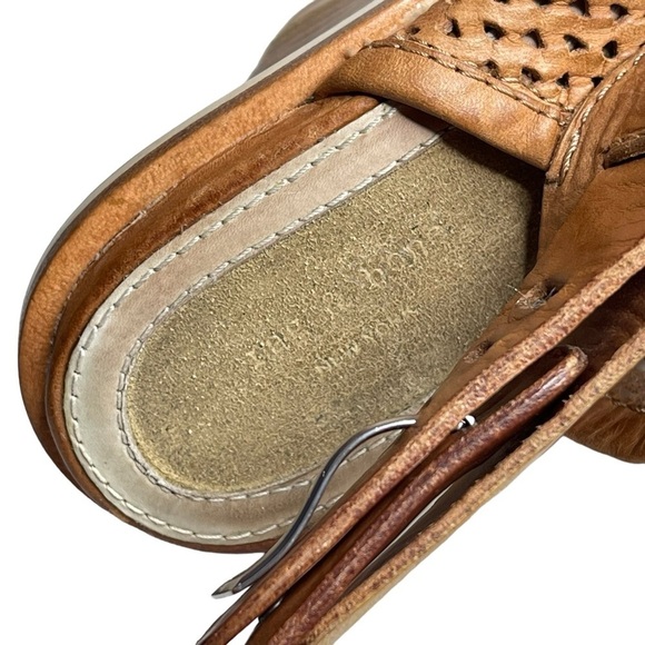 Rag & Bone Pala Wedge Sandals Womens 9 Leather Peep Toe Stacked Wood Heel Brown - Picture 10 of 11